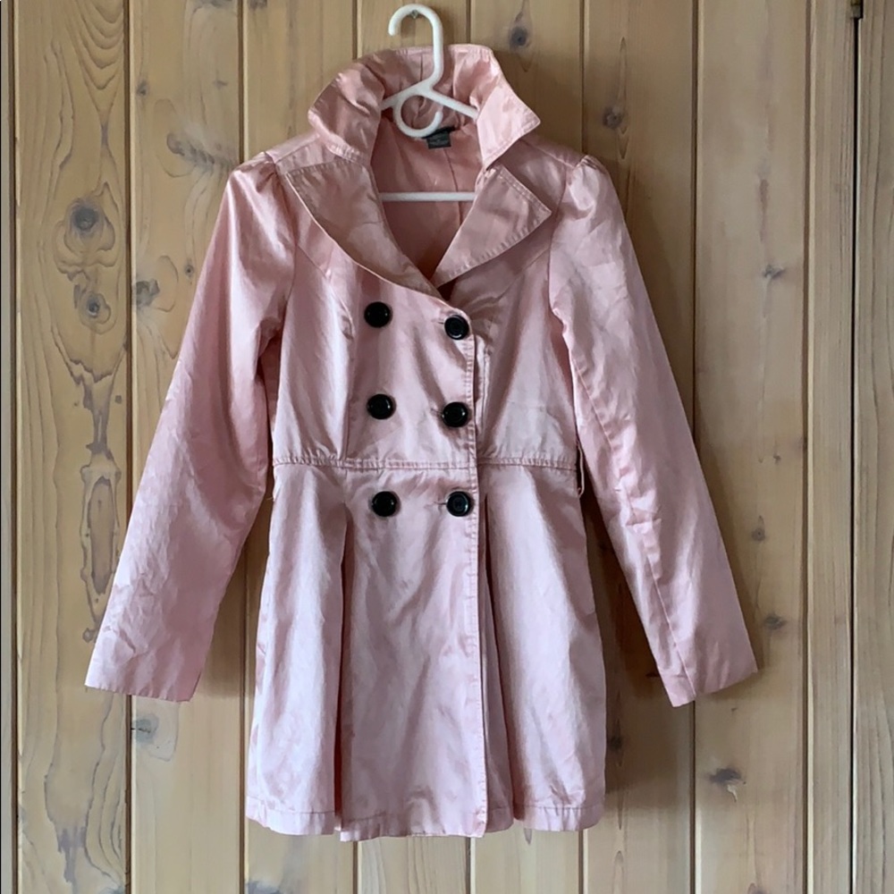 ๐ปDouble Breasted, Lined, Satin Lightweight Trench Coat-EUC